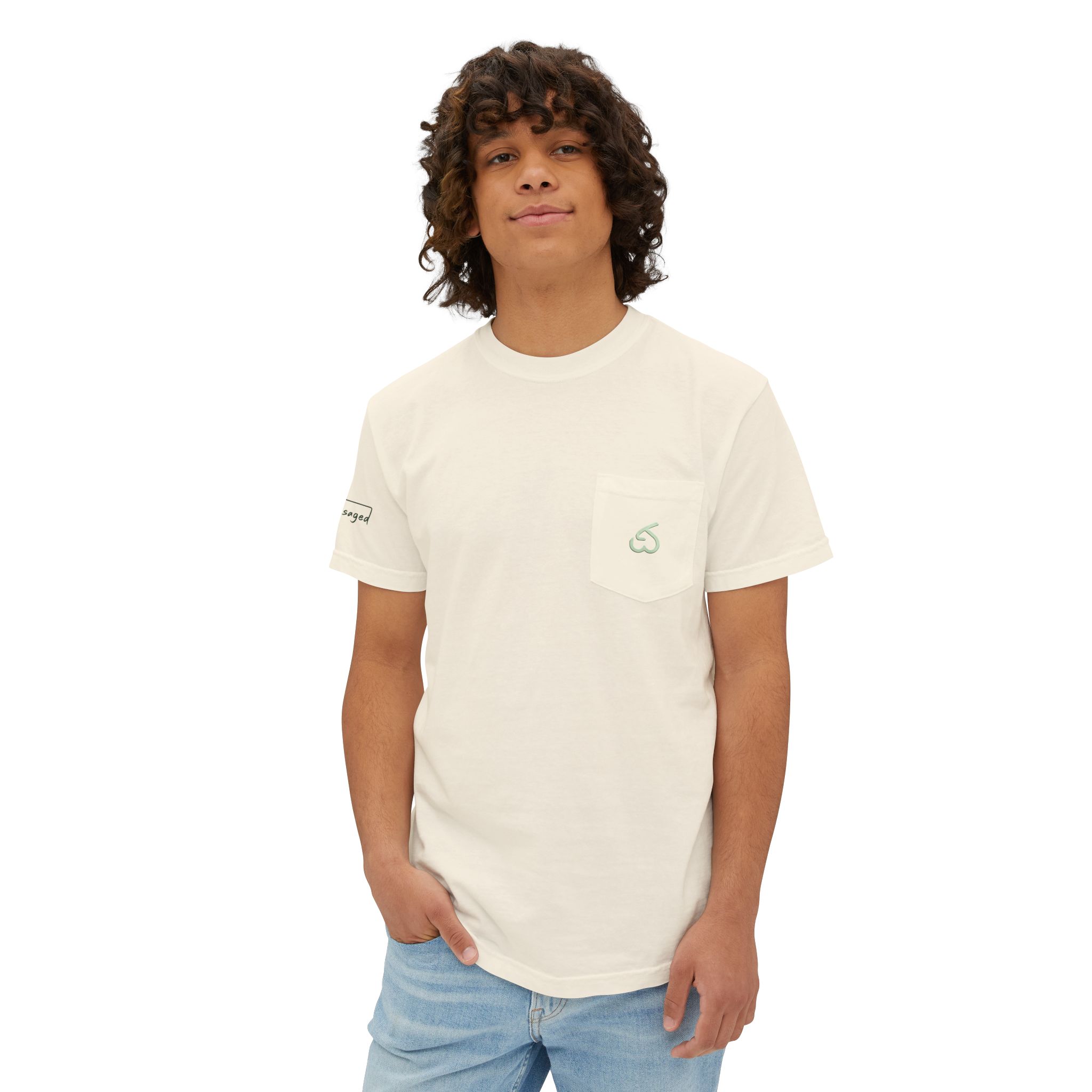 Pocket T-Shirt — Minimalist Beach Surf Graphic Pocket Tee - Image 3